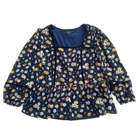 Madewell Velvet Trimmed Square Neck Top In Petal Party - Picture 7 of 9